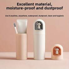 Cartoon Rabbit Travel Toothbrush Case, Portable Business Travel Washing Cup, Large Capacity Toothpaste Toothbrush Storage Box, Travel Essentials, With Round Window And Square Window 2 Types