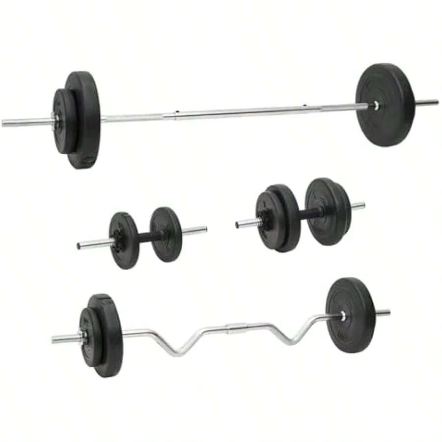 Barbell And Dumbbell Plates 60 KgBarbell Weight Set Heavy Strength Training Bars Set Adjustable Dumbbell Weight Bar Home Gym Weight Lifting Training - 如圖 - 查看 1