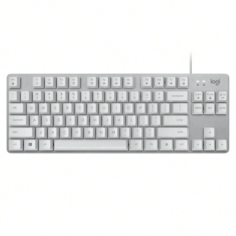 Logitech Teclado con cable K835 Eje mecánico Botones flotantes duraderos Diseño de carcasa de aluminio Experiencia de diseño cómoda Disposición de teclas curvas 12 teclas de acceso directo de función dual Eje blanco-rojo