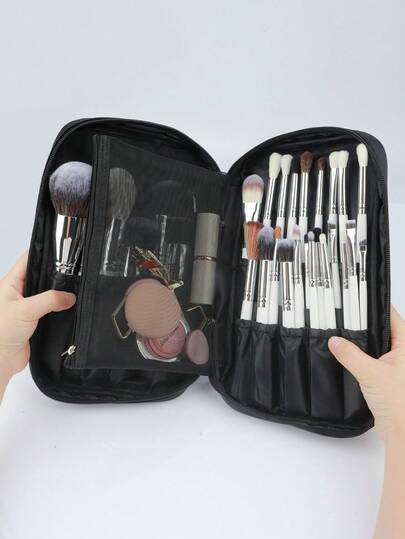 1 Zippered Makeup Bag Portable Makeup Brush Organizer For On-Set Makeup Artists