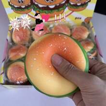 1 pieza/Pelota de descompresión creativa con forma de hamburguesa y música para amasar, juguete de descompresión de rebote lento con harina