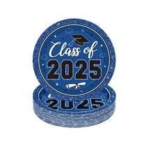 10/20/40pcs,Graduation Plates And Napkins 2025, Blue Graduation Paper Plates Class Of 2025, Disposable Blue Plate And Napkins Party Supplies Decorations Class Of 2025,Graduation Season Theme Party Decorative Disposable Tableware - Blue - View 14