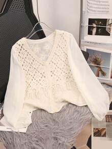 JIANHU Women's Summer Lightweight Lace Blouse - Breathable & Elegant, Suitable For Casual, Work And Special Occasions - Apricot - View 9