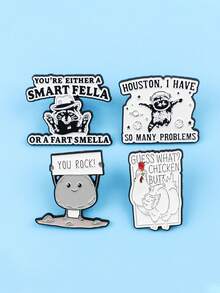 1PC Raccoon Cat Animal Quotation Enamel Brooch Lapel Pins Badge On Backpack Clothing Accessories Jewelry Fashion Gifts For Friends - Multicolor - View 3