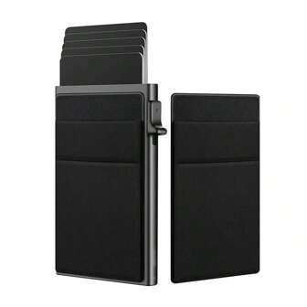 Men's Ultra-Thin Wallet - Pop-Up Card Holder With RFID Blocking, Minimalist Business Credit Card Wallet With Money Pocket & Metal Card Box For Cash, Coins And Debit Cards For Women For Men Wallet Mini Wallet Purse Wallet