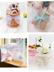 50 Yards Iridescent Fishtail Yarn Ribbons Flowers Bouquet Packaging Organza Wired Ribbon Christmas Wedding Decor Gift Wrapping - Multicolor - View 10