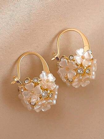 topshiny 1 对奢华贝壳花耳环，适合日常佩戴