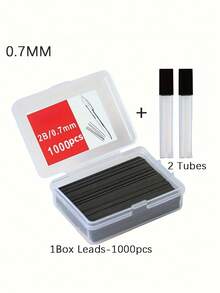 1000 支 2B 铅笔芯替换芯，自动铅笔芯 0.7/0.5 毫米，适用于书写、绘画和考试