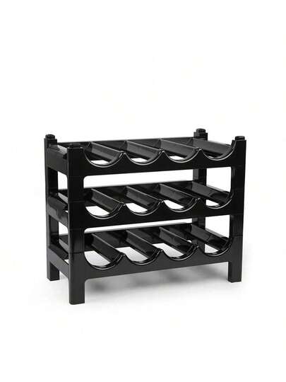 BLOOM STORE - Botellero Negro para 12 Botellas • Apto para Vino, Refrescos o Zumo • Diseño Compacto 23,5x43,5x13 cm • Fabricado en España