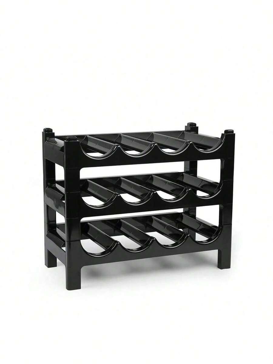 BLOOM STORE - Botellero Negro para 12 Botellas • Apto para Vino, Refrescos o Zumo • Diseño Compacto 23,5x43,5x13 cm • Fabricado en España