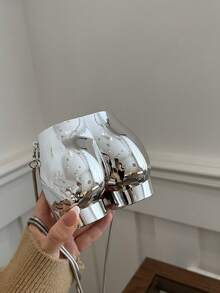时尚百搭独特造型化妆品/珠宝/零钱包多功能女士晚会单肩斜挎包 - 銀色 - 查看 6