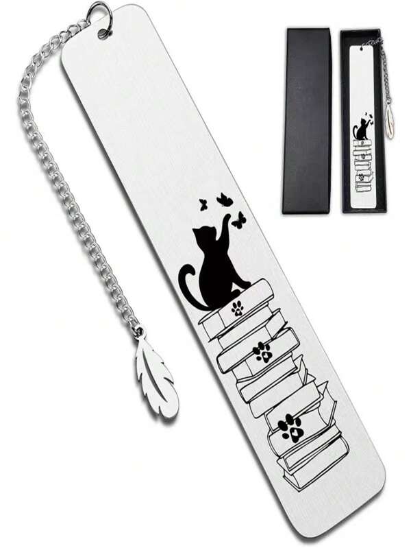 إشارة كتاب من الفولاذ المقاوم للصدأ للمهتمين بالقراءة، هدية مثالية للمعلمين والزملاء والتخرج أو التقاعد، مع قلادة ورقية أنيقة وسلسلة