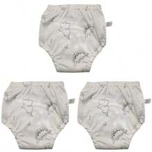 Paquete de 3 pantalones de entrenamiento para ir al baño reutilizables y lavables para niños y niñas pequeños, con patrones de animales lindos, ajuste regular, sin cintura, estiramiento medio, pantalones de pañal de entrenamiento para recién nacidos, material suave para lavar a máquina o a mano - un gran regalo para baby shower para varias ocasiones