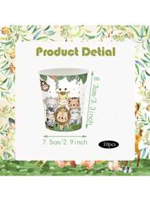 10pcs/20pcs Tropical Jungle Cute Animal Print 9oz Disposable Paper Cups, Suitable For Cold/Hot Drinks, Perfect For Parties, Weddings, Picnics, Daily Gatherings