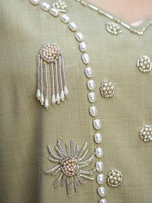 فستان طويل فضفاض بياقة على شكل حرف V مزين بالراين جديد 5214، متوافق مع المتطلبات الشرقية المحتشمة