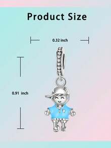 Silver Plated Charm Love Star Character Series Blue Pendant Charm Pendant Ball Suitable for Bracelets DIY Women's Jewelry - Silver - View 3