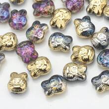 30 peças de contas de vidro de coelho de desenho animado de 10*12 mm, contas galvanizadas com tema de animais para fazer joias faça você mesmo, chaveiro, decoração de celular, colar, pulseira, pingente