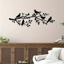 [Rustic Metal Bird Wall Art] Original Graphic Black Bird Branch Sculpture - Rustic Metal Bird Wall Art For Farmhouse Style Wall Decor