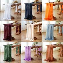 1pc Romantic French Colorful Chiffon Wedding Party Dessert Table Decoration Tablecloth, Birthday Party Backdrop - Multicolor - View 1