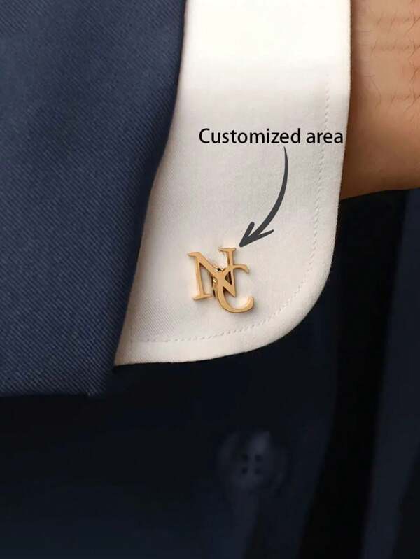 Gemelos de acero inoxidable personalizados con letras del alfabeto, gemelos de moda para camisas casuales, regalo empresarial para padre, esposo, novio, regalo de boda, sin caja de regalo