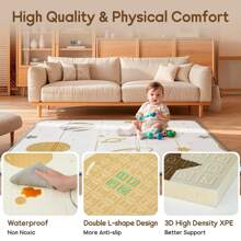 Foldable Baby Play Mat, PIGLOG Waterproof Playmats For Babies And Toddlers Kids, Safe Foam Playmat For Tummy Time, 50x50 Playpen Mat, Reversible Portable Baby Floor Mat For Infant, Toddler