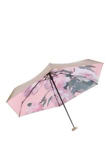 1 pièce Parapluie compact et super léger avec peinture à l'huile, parapluie pliable anti-UV pour le soleil et la pluie, portable et pratique