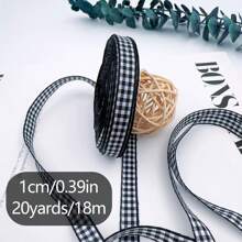 1 Roll 1cm Wide X 20m Long Scottish Tartan Ribbon, For Home, Wedding, Christmas Party Decoration, DIY Hair Clips, Bows, Gift Wrapping, Sewing And Office Decoration