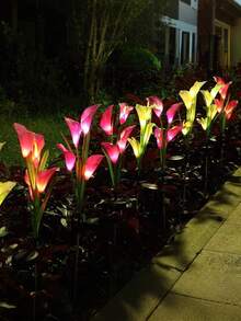 1pc Solar Powered Calla Lily Garden Light - Waterproof Color Changing Outdoor Lantern, Solar Calla Lily Stake Light, Solar Garden Light, Outdoor Garden Stake Light With Easy-To-Insert Into Ground Design - Ideal Mother's Day And Valentine's Day Gift, Lighting Pole, Courtyard, Solar Decoration Light - Calla Lily Lamp - View 10
