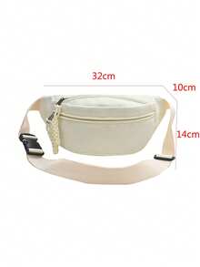 Women Corduroy Crossbody Waist Bag, Solid Color Convenient Small Bag For Outing And Shopping - Beige - View 6
