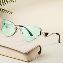 1pc New Stylish Cat Eye Frameless For Women, Casual Retro Party Cute Sexy Street Elegant High-End Glasses, Suitable For Daily Wear, Outdoor Activities