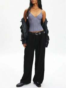 Women Y2k Crop Cami Top Vintage V Neck Cami Top Sexy Sleeveless Babydoll Top Summer Going Out Camisole 00s Streetwear - 藍色 - 查看 3