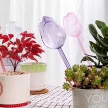 1pc/2pcs Tulip Shaped Plant Waterer, PVC Material Durable Scratch-Resistant Simple Automatic Plant Watering Device
