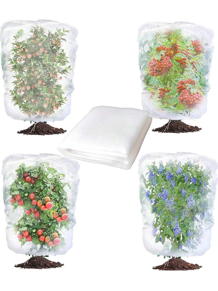5pcs/3pcs Large Fruit Tree Net Bags With Drawstring, Garden Plant Protective Cover, Suitable For Tomato Netting, Garden Plant Barrier, Also For Vegetables, Fruits, Flowers Net Bags (50cm) - White - View 7