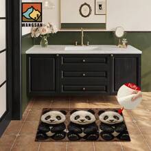 1 pièce Tapis de bain anti-dérapant à motif panda, matériau imitation cachemire, décoration peluche moelleuse, convient pour salles de bain, entrées, cuisines et autres occasions, lavable en machine, antidérapant, décoration quotidienne, décoration de fête à thème, cadeaux pour la maison chaleureuse, décoration de sol, peut être offert en cadeau