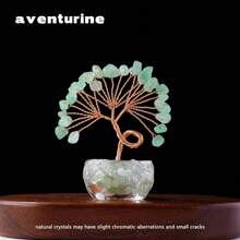 1pc Handcrafted Mini Crystal Flower Tree | Natural Crushed Stone, Glass Encased, Desktop Decor, Home Ornament, Solid Format