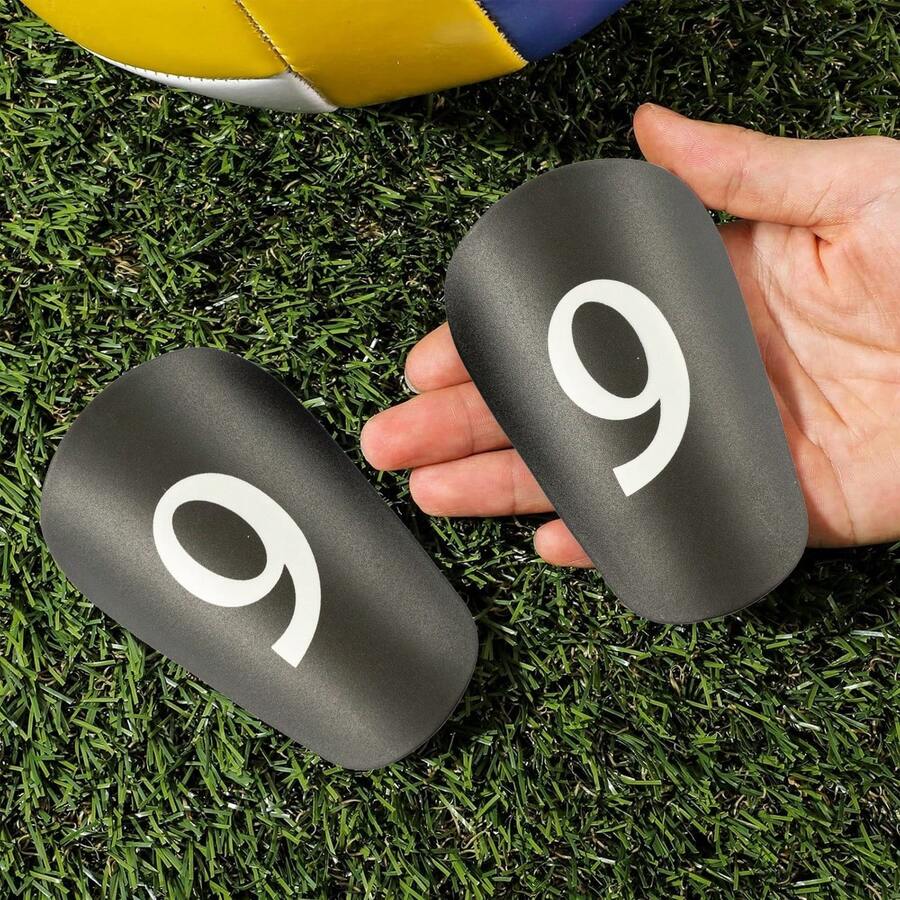 1 Pair Mini Master Black No. 9 Thicker Football Shin Guards, Adult Insert Style Leg Protection - Durable Mini Football Shinguards Suitable For All Seasons - Multicolor - View 1