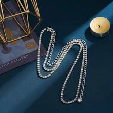 1pc Bikini Body Chain, Fashionable Waist Pendant Jewelry Accessory Summer, School - Silver - View 8