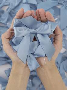 12 件蓝色 3.5 英寸扭结蝴蝶结，适用于零食袋，粉色缎带蝴蝶结，用于礼品包装，预制蝴蝶结，适用于工艺品、派对礼品、婚礼、淋浴装饰 - 藍色 - 查看 4