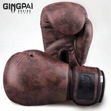 GINGPAI BOXING Vintage Boxing Gloves For Kickboxing, Muay Thai, Training, Sparring, Punching Bag, Adults, Teenagers, 8-12oz, Professional Fighting & Fitness Gym Equipment - Multicolor - View 7