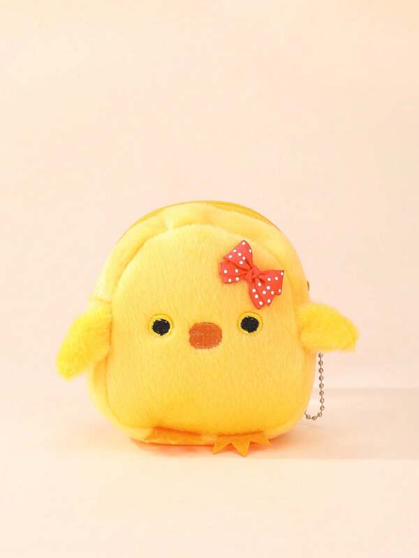1pc Cute Little Chick Plush Coin Pouch, Children's Cartoon Animal Shaped Coin Purse