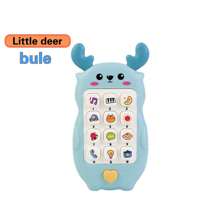 Téléphone de dentition pour bébé de style dessin animé - Jouet à mâcher en silicone souple avec multi-musique, développement sensoriel musical pour les +18 mois, jouet de téléphone intelligent interactif pour bébé