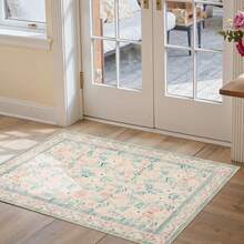 Black Border Floral Boho Vintage Graphic Printed Area Rug Sage Green Machine Washable Non-Slip Carpet For Living Room, Bedroom, Dining Room, Kids Room20*31in16*48in18*60in 5*7ft , Area Rug Doormat Kitchen Mat Non-Slip Washable Rug Mats, Suitable For Bathroom, Bedroom, Kids' Room, Living Room, Kitchen,1Pc Rug For Pet, Entrance Gift For Kids Pet Women Men Old People The Old Elder Grandma Grandpa Mother's Day, Father's Day, Thanksgiving, Christmas, Easter, Wedding, Graduation Season, Housewarming, Moving Party Floral Vintage Style, Enthusiast Gifts, Family Gift, Store Farm Gardon Lake Mountain Forest Snow Street Yard Pet Dog Sign, Game Science Abstract Animal Stone Canvas Art Vintage Deer Cow Cattle Sheep Bird Wall Decor Country Rustic Nature Wilderness Fossil Scenery Painting Posters Pictures Modern Minimalist Artwork Home Decoration For Kitchen Living Room Bedroom Bathroom Office School - 珊瑚粉 - 查看 4