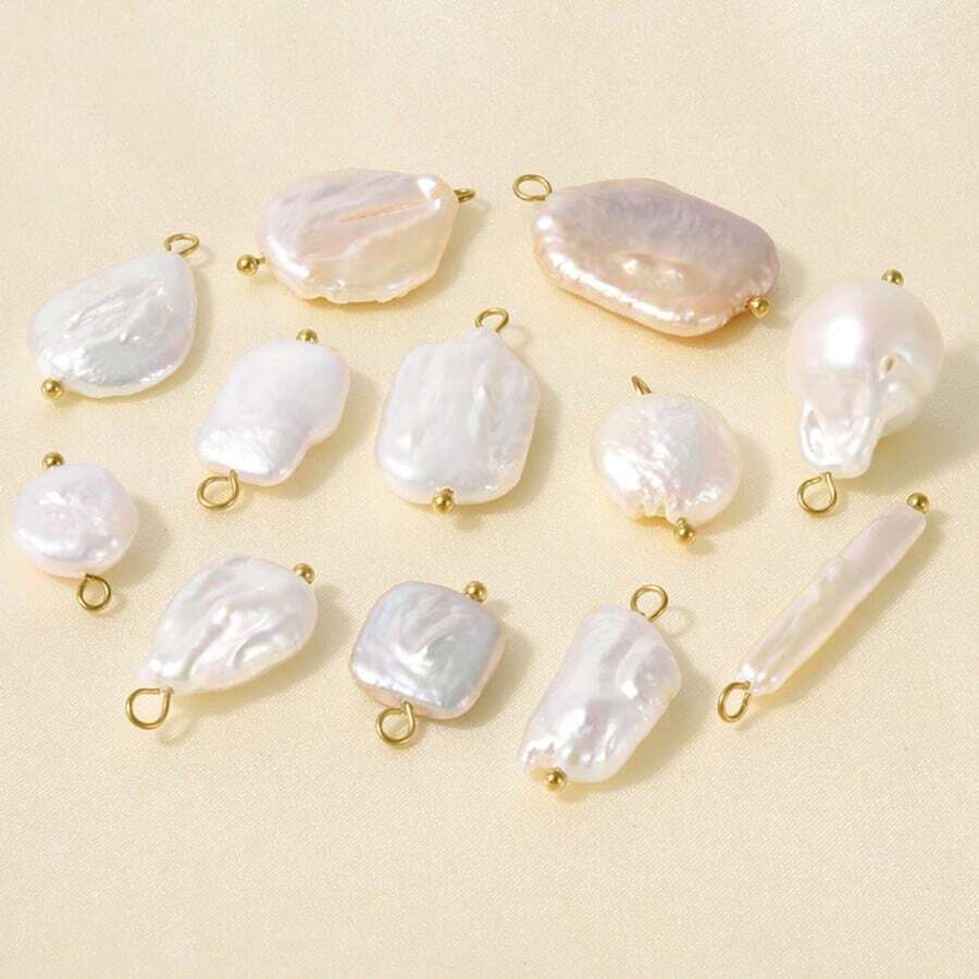 1 件奢华时尚设计天然淡水珍珠吊坠，不对称形状，适合 DIY 珠宝制作项链和耳环配饰 - 天然珍珠1pc - 查看 1