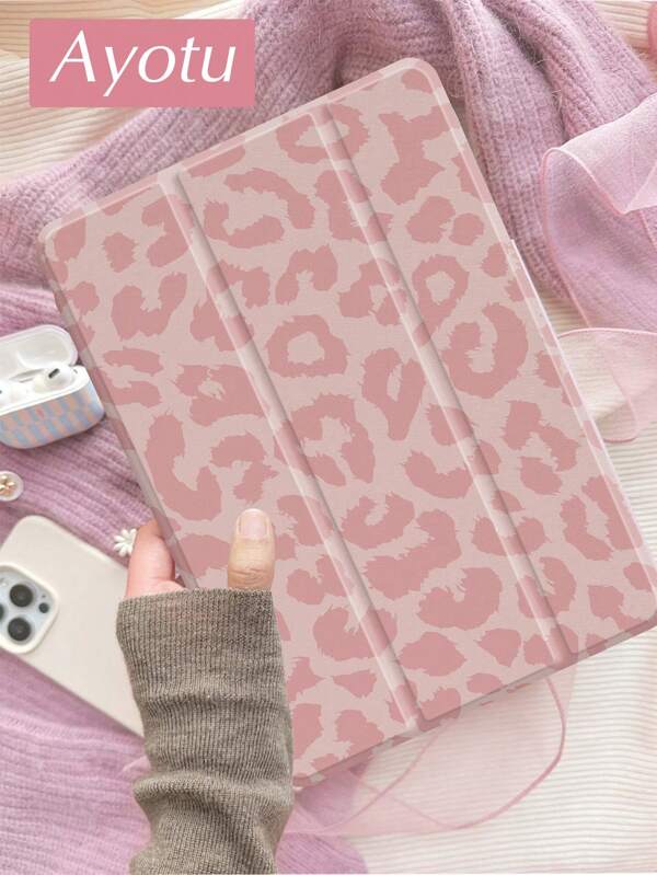 Ayotu Pink Leopard Print IPad 10.2 Case Compatible With IPad 9/8 (2021/2020),Compatible With Samsung Tab A8 10.5,Compatible With Huawei MatePad 10.4 – Magnetic Auto Wake/Sleep, Stylus Holder, Lightweight