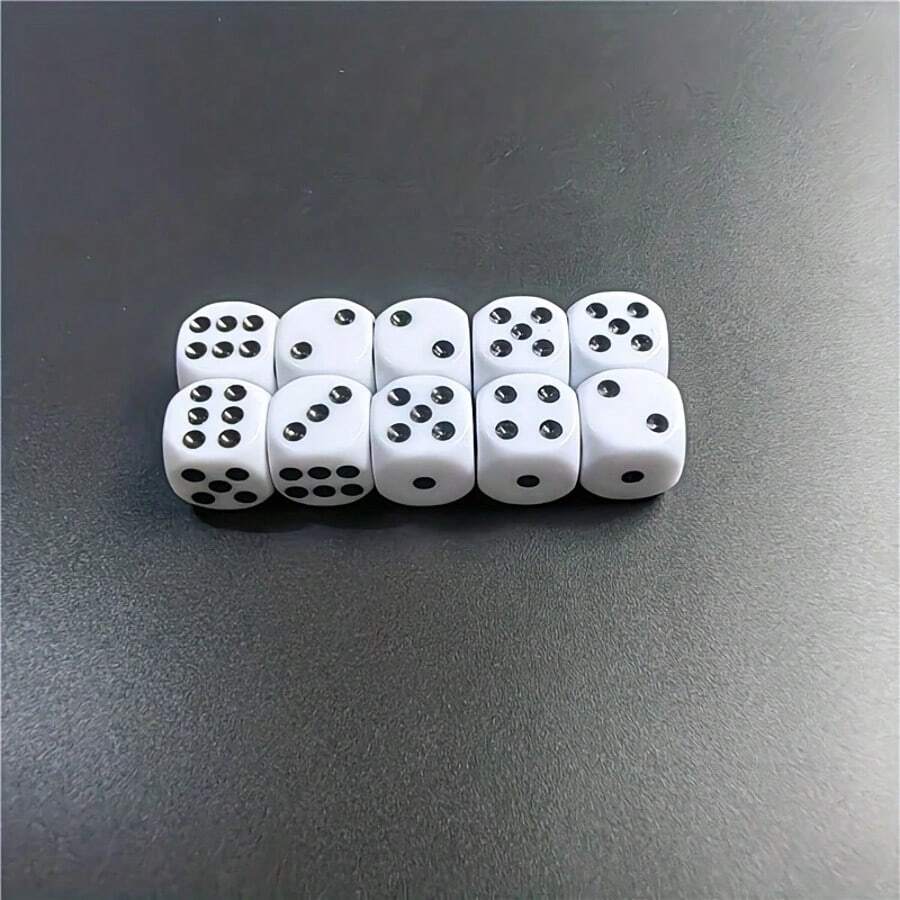 5件套高品质14mm骰子套装，白色骰子带黑点，亚克力圆角D6骰子，适用于俱乐部、酒吧、咖啡厅、KTV、烧烤 - 白色 - 查看 1