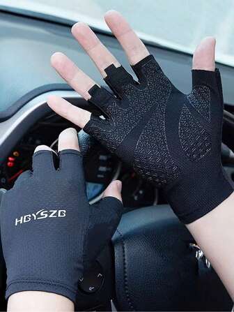 1 Paire de gants de sport outdoor demi-doigt unisexe pour l'équitation, la remise en forme, la prévention des frottements, la pêche et le cyclisme
