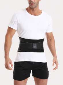 1pc Men's Sports Waist Trainer Belt, Black Sports Waist Belt For Men, Suitable For Basketball, Deadlifting, Squatting, Running, Shaping