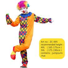 Conjunto de disfraz de payaso para hombres, traje de payaso de una sola pieza para adultos, solo incluye ropa y sombrero, sin peluca/máscara/guantes/zapatos de payaso, etc. Adecuado para fiestas de carnaval/actuaciones de festivales - Multicolor - Ver 13