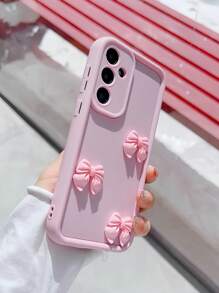 Funda de teléfono anti-caída de TPU minimalista de color rosa con lazo, adecuada para [series]