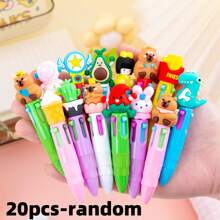 1/4/20/8/10/24/12pcs Random Cartoon Cute Four Color Mini Color Ballpoint Pen For Students, Four Color Mini Color Ballpoint Pen, Craft Pen Color Pen, 4 Color Ink, For Student Office Stationery Gift Set, Press Pen 0.7mm Refill, Back To School Essentials, School Supplies